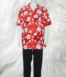 Cotton Printed Tropical Shirt In Red