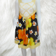 100% Spun Rayon Printed Dress With HandMade Embroidery In Yellow Black