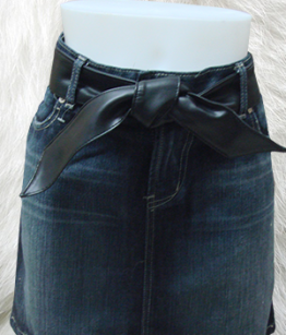 Lady's Jean Skirt With Leather Belt