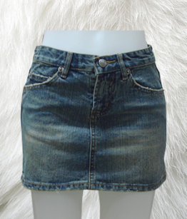 Lady's Jean Skirt With Side Embroider